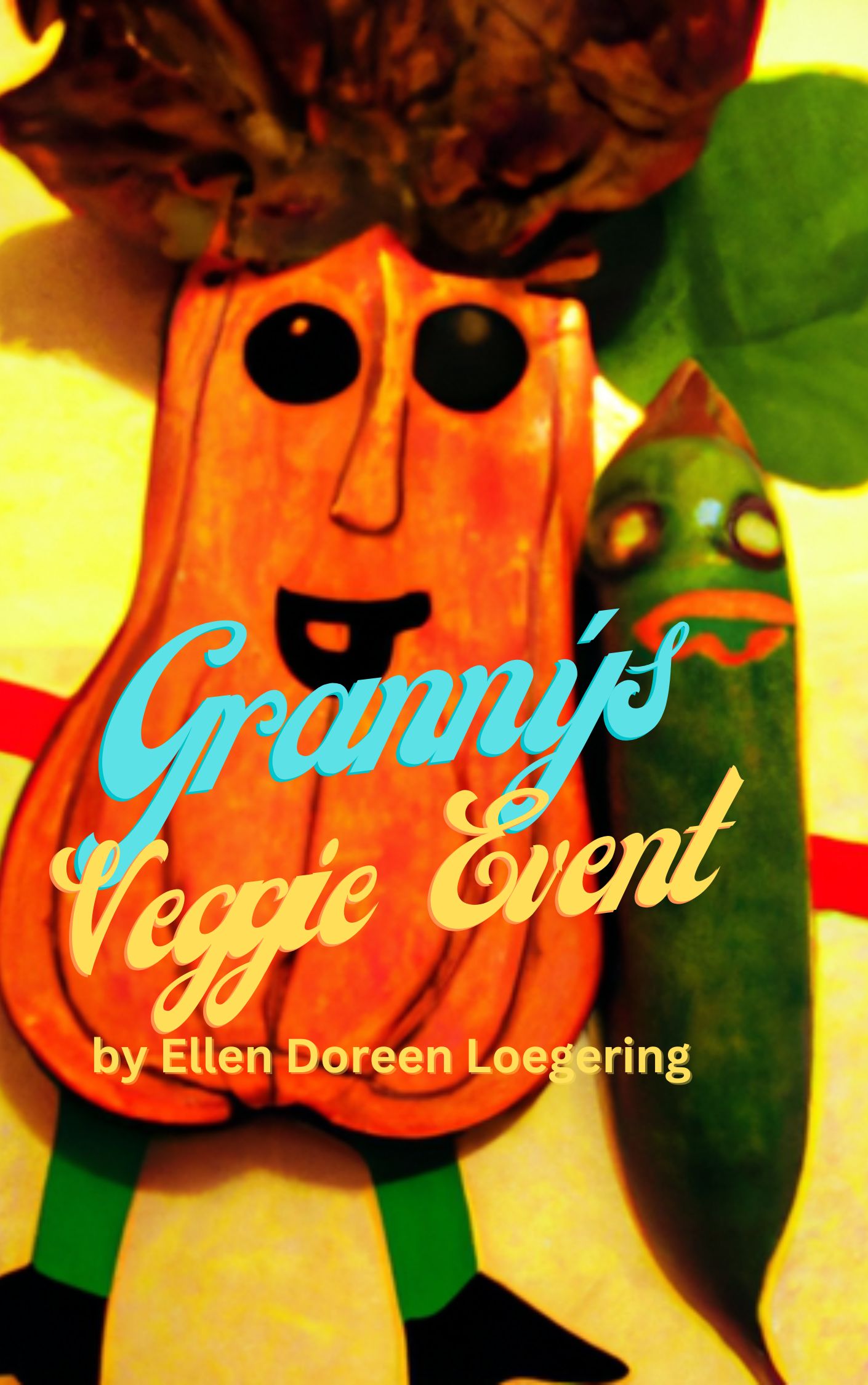 A pumpkin with cabbage hair, Granny's veggie event https://www.writerspen.co/grannys-veggie-event/